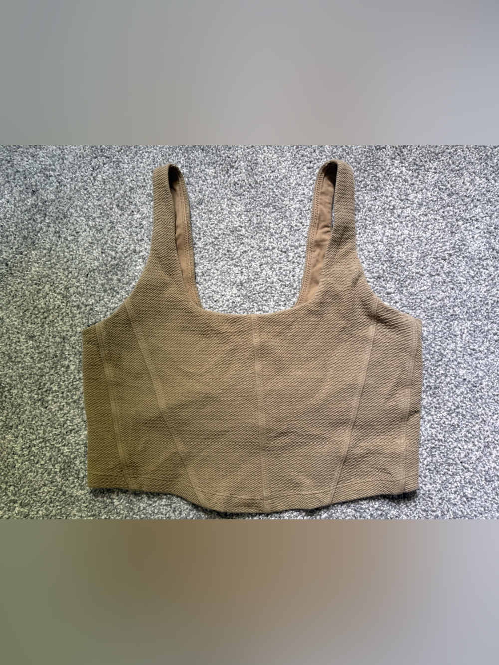 Aerie Textured Square-Neck Crop Tank Top - Green/Brown